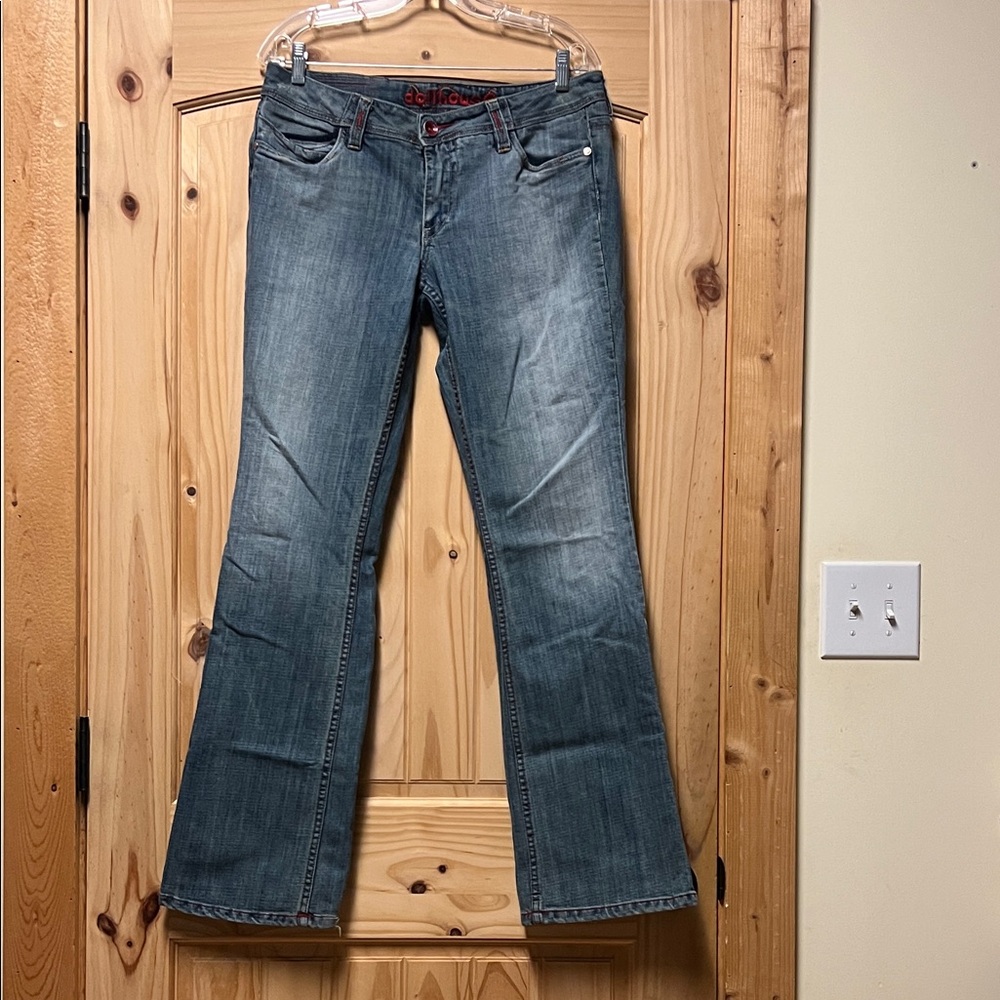 Vintage Dollhouse Women's Flare Jeans Paint &  Stitching Embellishments 13
